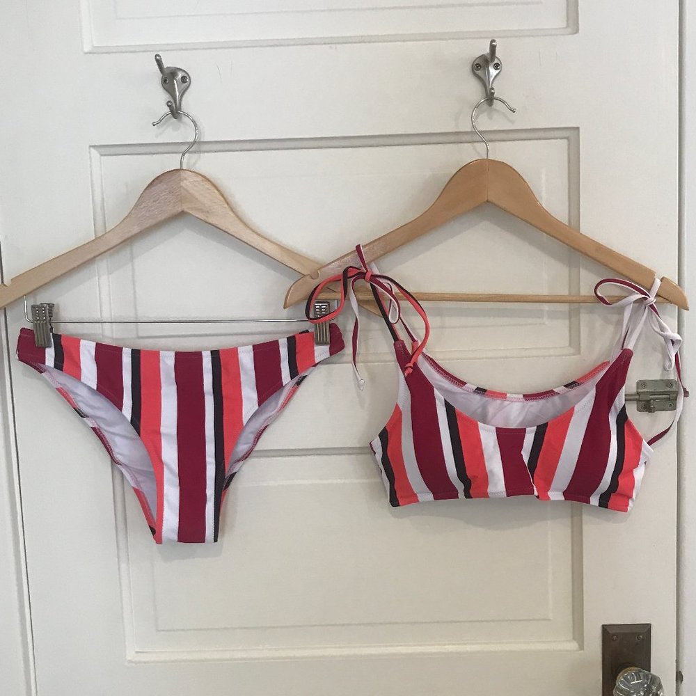 Cupshe Pink Striped Bikini - Brand New - Medium